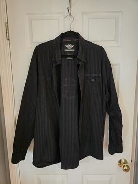 Harley-Davidson Black Pinstripe Button-Up Shirt